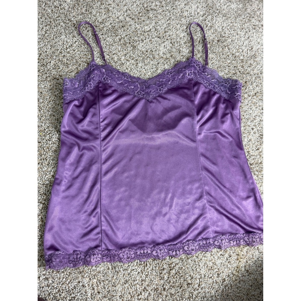 Worthington Purple Lace Trim Cami Top Womens XL Sleeveless‎ sexy Camisole